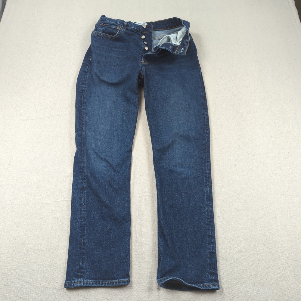 Agolde Jeans Womens 28 Blue Riley Long Button Fly Straight